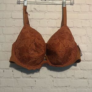 Brand New Auden Underwire Bra – Size 44DD – Rust Floral Lace